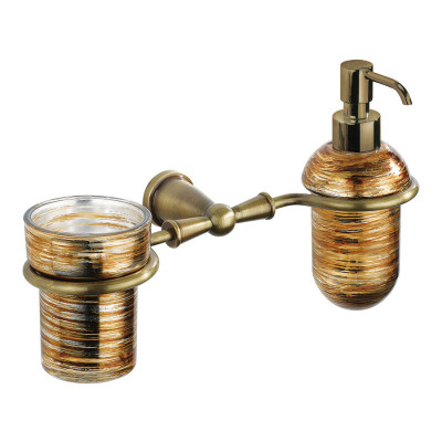 Armonia glass holder with dispenser in decorated glass