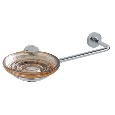 Zenith brass towel holder with acid-etched glass soap dish