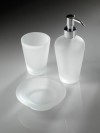Accessori bagno Matisse sapone, dosatore, bicchiere vetrex acidato bianco