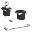 Set accessori bagno Oscar con porta dosatore, porta bicchiere, appendino e porta salvietta 30 cm