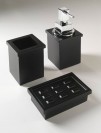 Accessori bagno Cube vaschetta, dosatore, bicchiere vetro vetrex colore nero