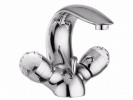 Miscelatore monoforo lavabo Persia Crystal, scarico 1”1/4 con flessibile e cristalli Swarovski